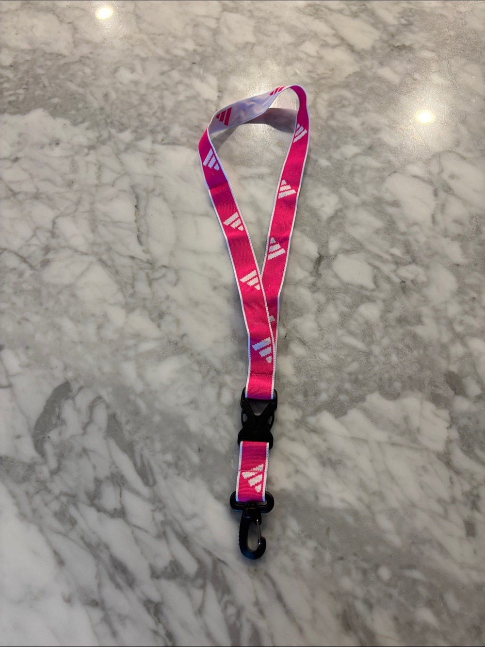 adidas Hot Pink Logo Lanyard with Black Clip